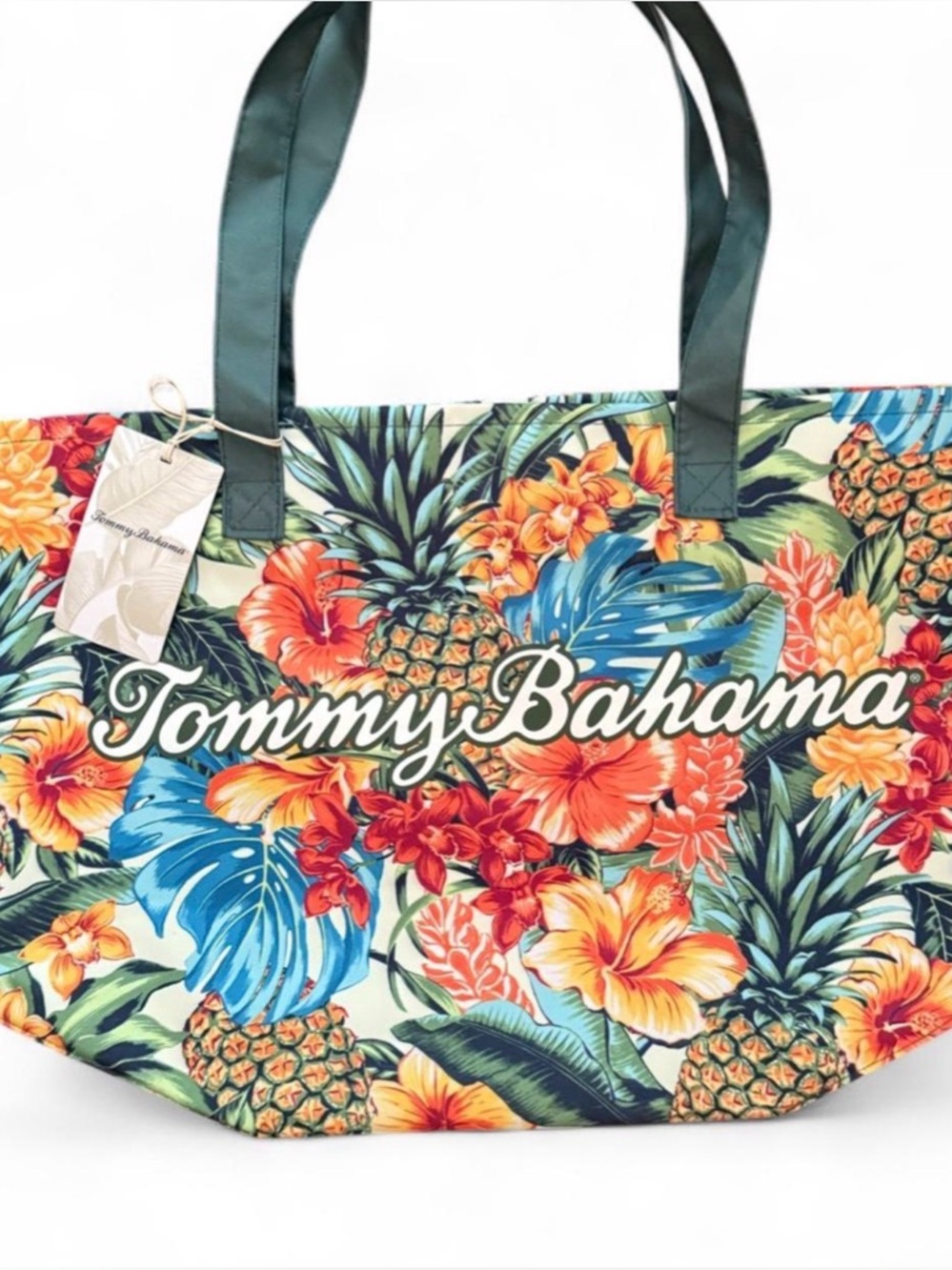 TOMMY BAHAMA NWT multicolored tote bag in pineapple blooms print. Nylon